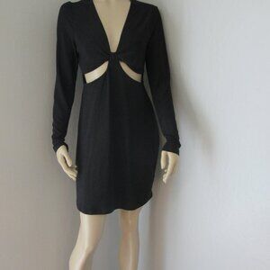 Wild Fable Black Shimmering Cutout Waist Pullover Large Long Sleeve Mini Dress